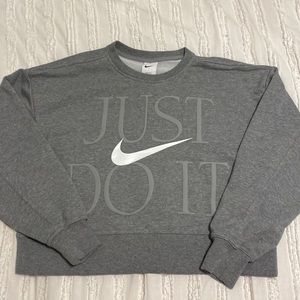 Gray Just Do It cropped NIKE hoodie in size xs.